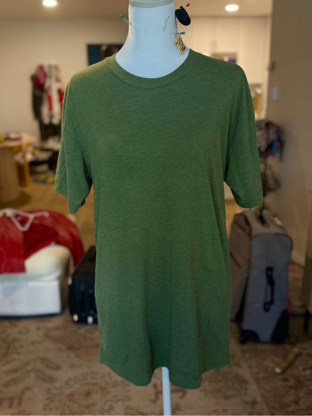 American Apparel Olive Green Crew Neck Short Sleeve Tee